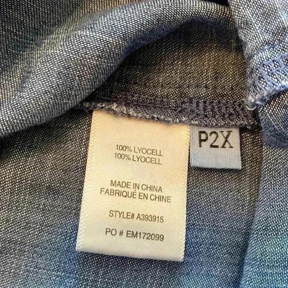 Side Stitch Los Angeles Denim Shirt Dress, Blue, Plus Size 2X Petite. - Picture 6 of 10